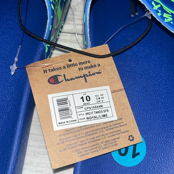 Champion Mens Blue / Green Slide Sandals 10, 11, 12 NWT - Picture 2 of 3